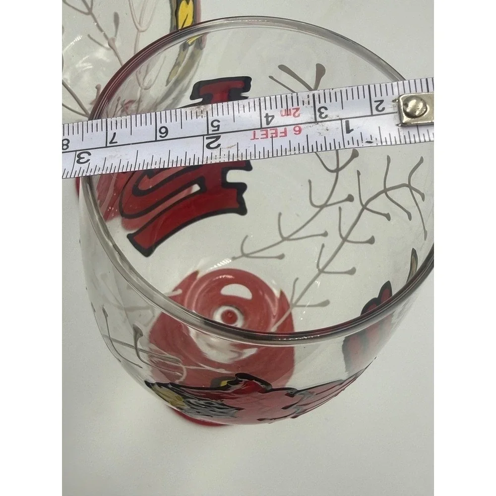 St. Louis Cardinals‎ Wine Glasses Set of 2 Hand Painted MLB Baseball Red Stem